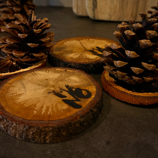 English Oak Coaster Set