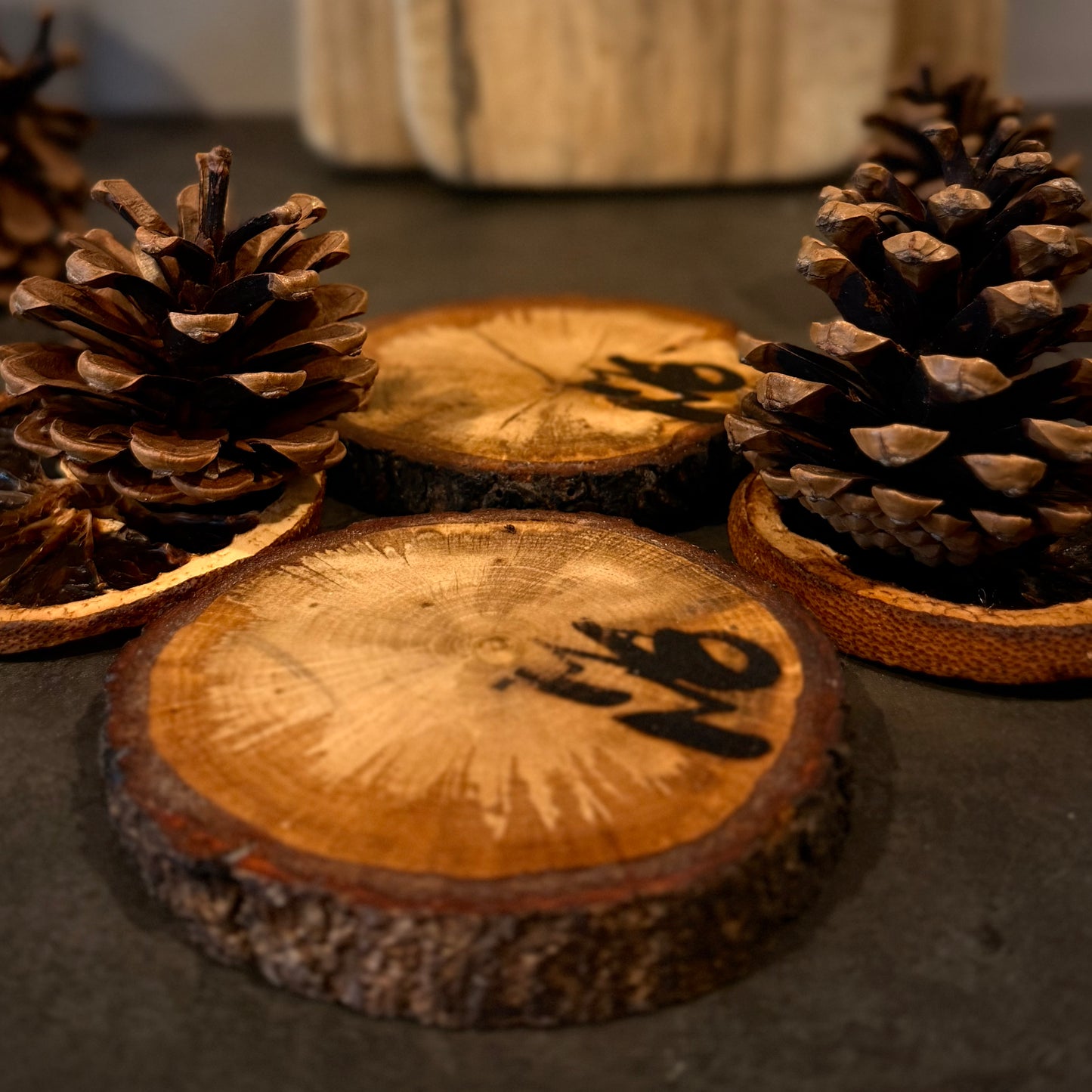 English Oak Coaster Set